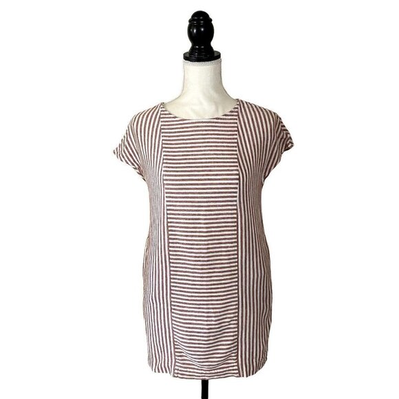MADEWELL | Stripe-Play Button-Back Dress | Color: Red & White | Size: Small - Picture 1 of 8